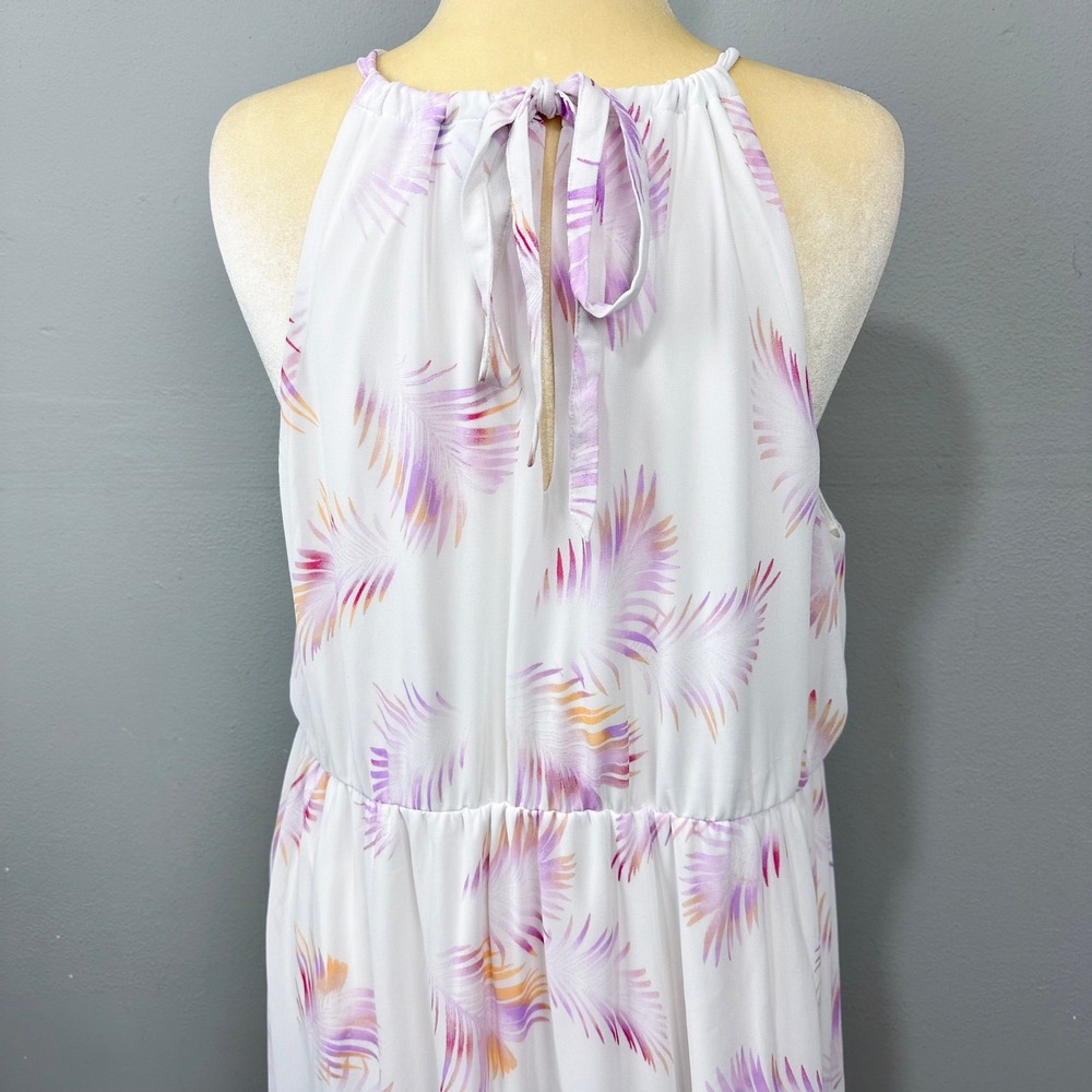 Torrid White Maxi Dress Womens Plus Size 3X Tropical Palm Print Sleeveless Flowy - Picture 6 of 11